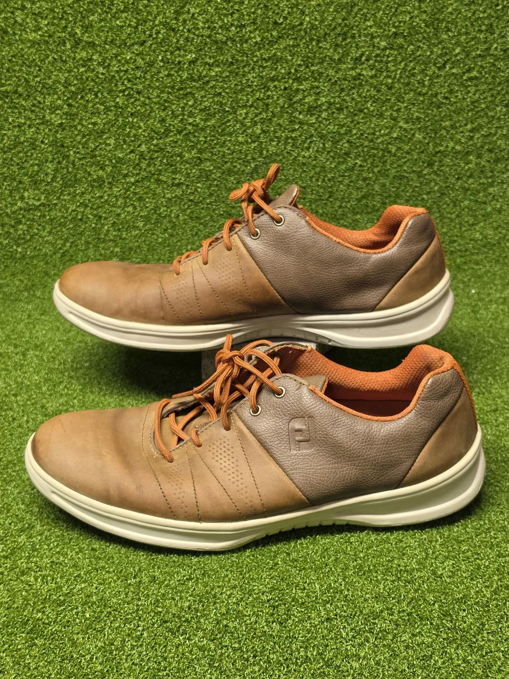 FootJoy Shoe Men Size 9.5 M Contour Casual Brown Leather Spikeless Golf Sneaker